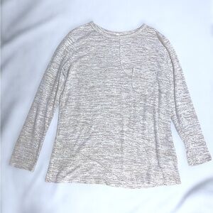 L Love Ultra Soft Rayon Blend Heathered Brown and White Long Sleeve Womens Large